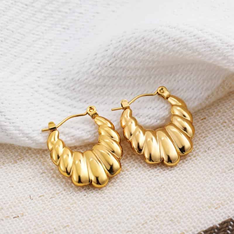 Thick Plated Stainless Steel Chunky Hoop Earrings