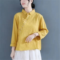 Tang Suit Wear Shirts Chinese Style Cotton And Linen Hanfu Top - view 10