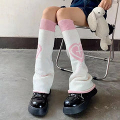 Punk Leg Warmers Heart Love Cross Knitted Socks