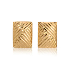 Plated Stainless Steel Hoop Irregular Stud Earring