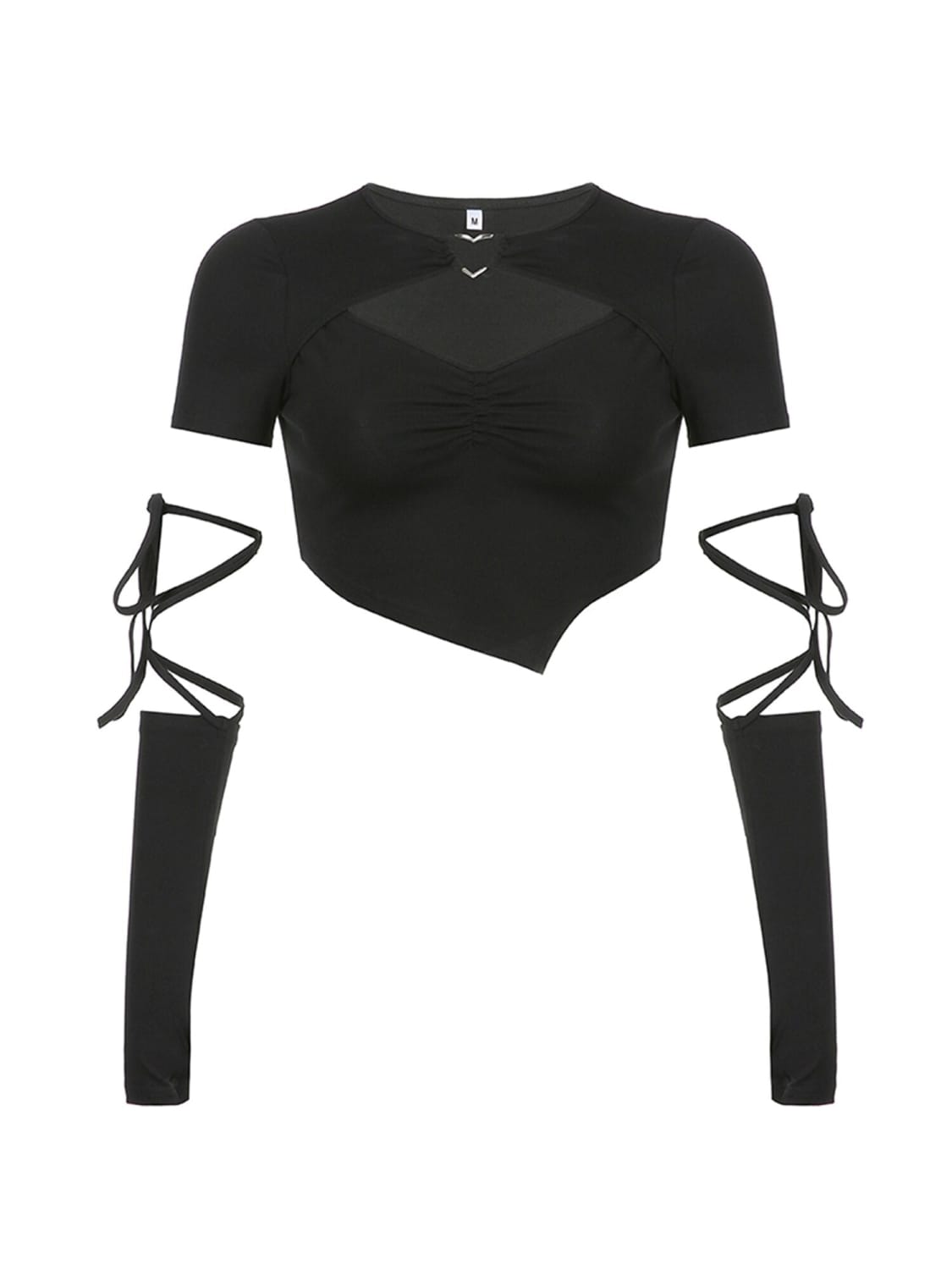 Ästhetisches Crop-Top mit Langarmhandschuhen