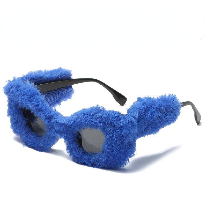 Oversized Soft Fur Cat Eye Sunglasses Plush Fashion