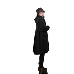 Long Loose Pocket Corduroy Hooded Thick Coat