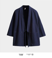 Harajuku Japandi Kimono Haori Noragi Linen Cotton Kimono Jacket (Shirt) V19 - Texture | Urban Wear Outsiders