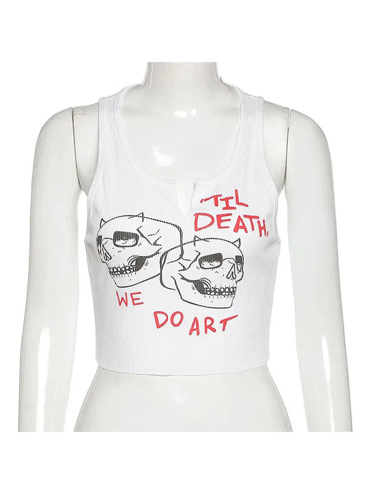 Cyber Streetwear Sleeveless Crop Top