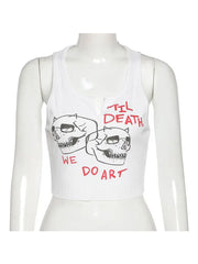 Cyber Streetwear Sleeveless Crop Top