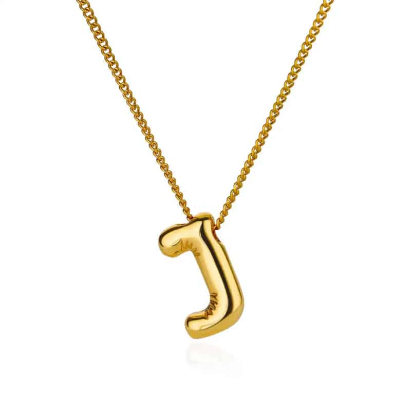 Chunky Alphabet Letter Initials Stainless Steel Plated Pendant Necklace