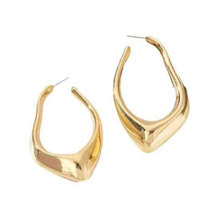 Retro Square Irregular Stainless Steel Hoop Earrings