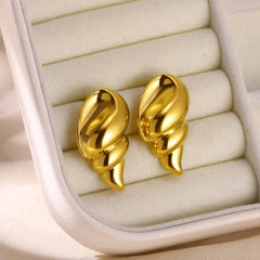 Leaf Heart Spiral Stainless Steel Weave Irregular Stud Earrings