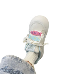 Kawaii PU leather Sneaker Pink Collar Fish Charm Detail