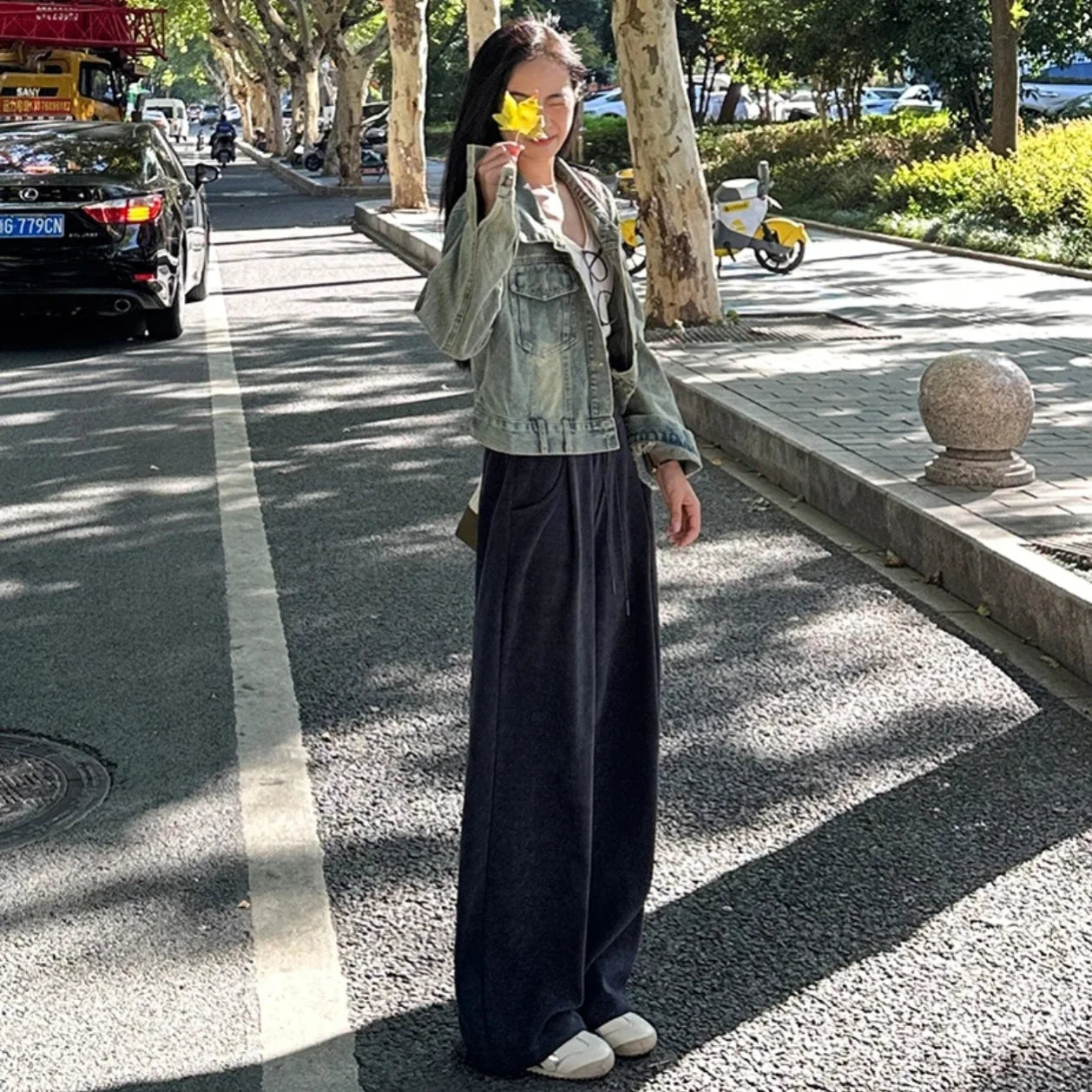Harajuku Japandi Wide Leg Linen Cotton Trousers (Pants) V42 - Back View | Urban Wear Outsiders