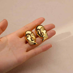 Stainless Steel Irregular Face Shaped Stud Earrings