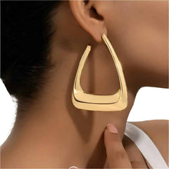 Retro Square Irregular Stainless Steel Hoop Earrings