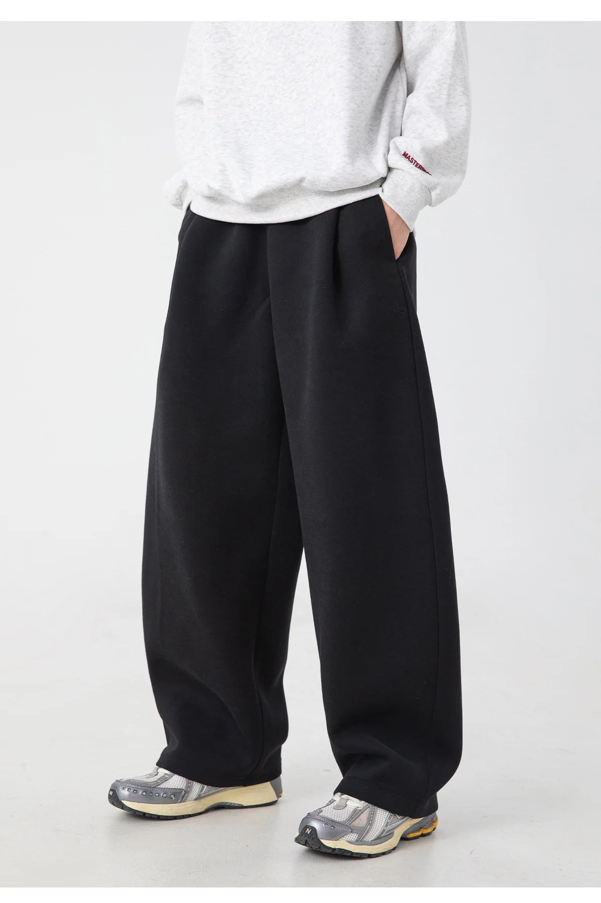Zen Minimalist Pleated Elastic Waist Drawstring Cotton Denim Trousers - Back View | Urban Wear Outsiders