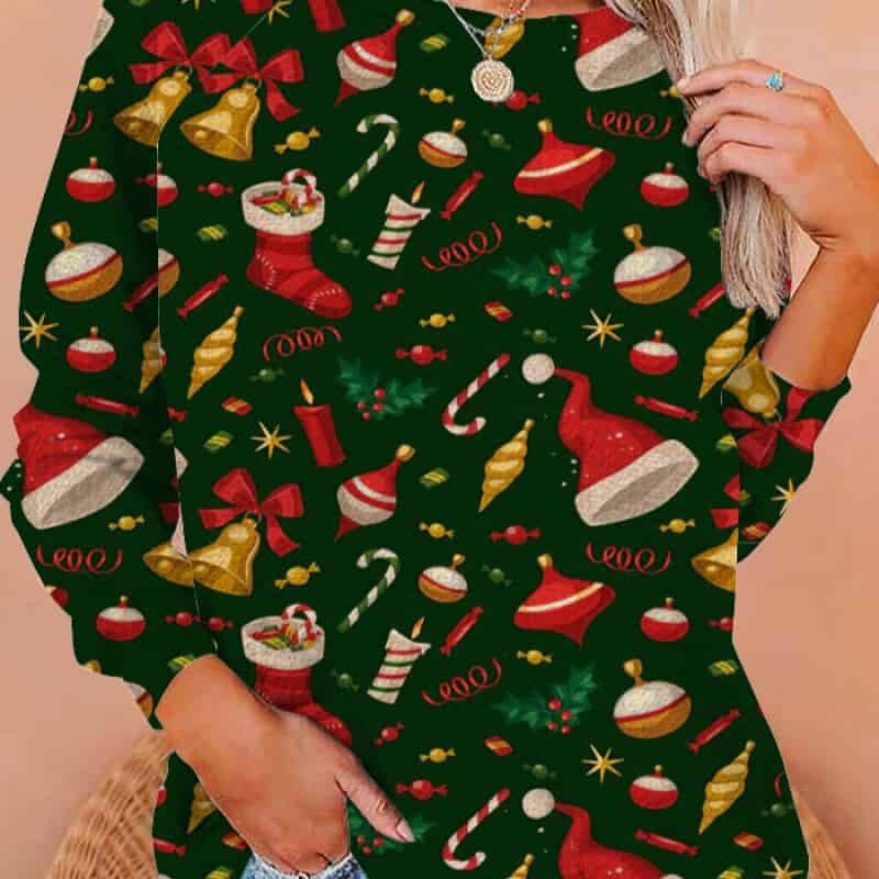 3D Christmas Printing Sweatshirt - Green / M