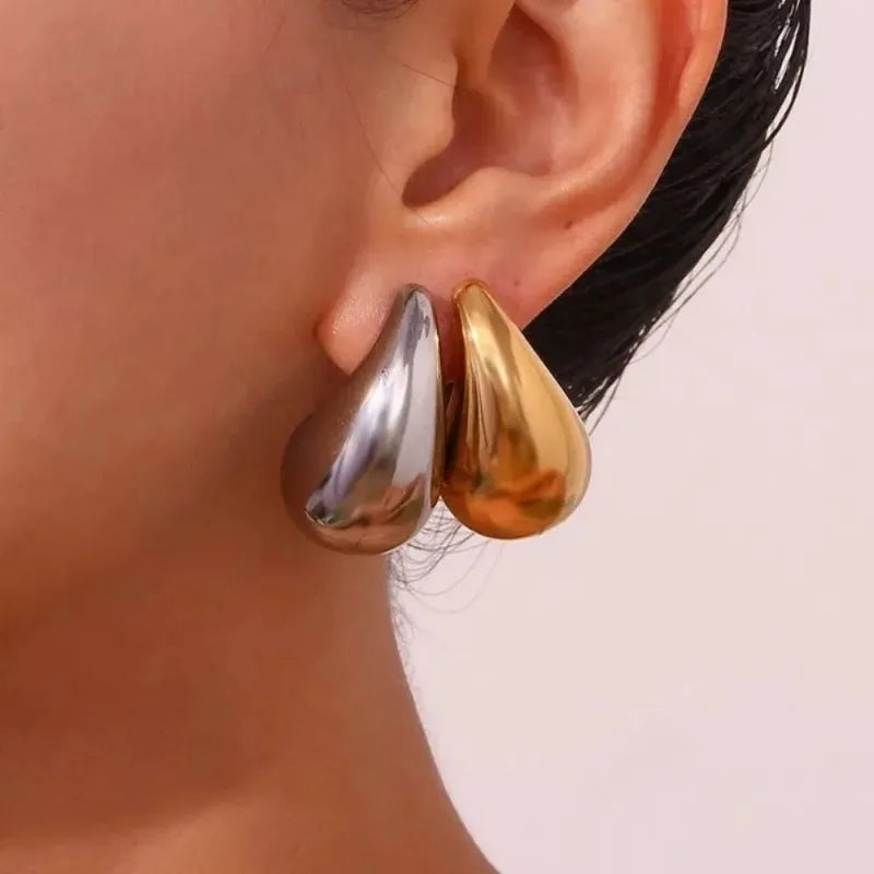 Water Drop Plated Stainless Steel Earrings