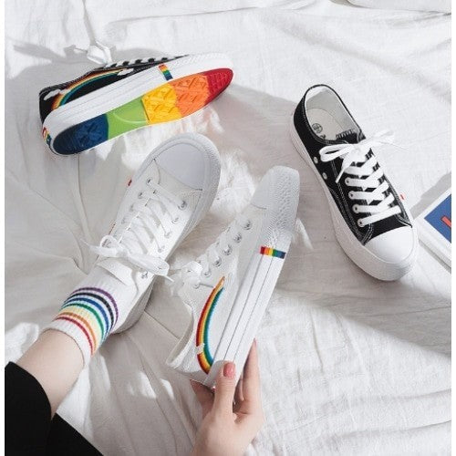 Cute Rainbow And Clouds Sneakers - Shoes