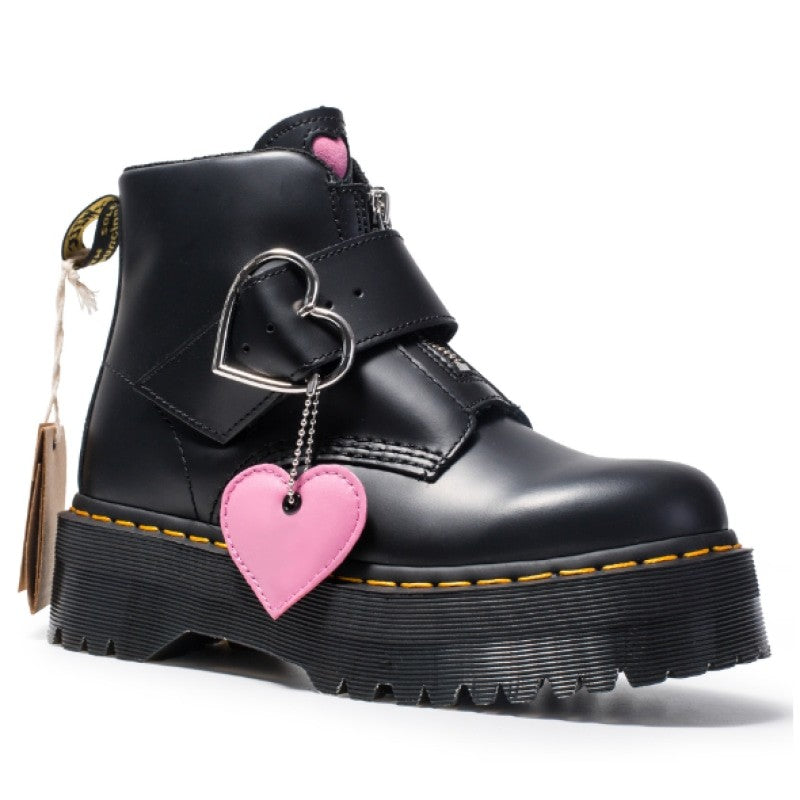 Heart PU Vegan Leather Boots - boots