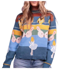 Alice In Wonderland Knitted Sweater - The / Blue / ONE SIZE