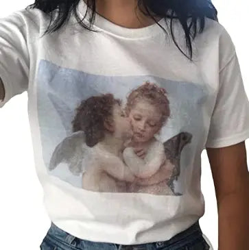 Angel Kissing Aesthetic Vintage T-Shirt