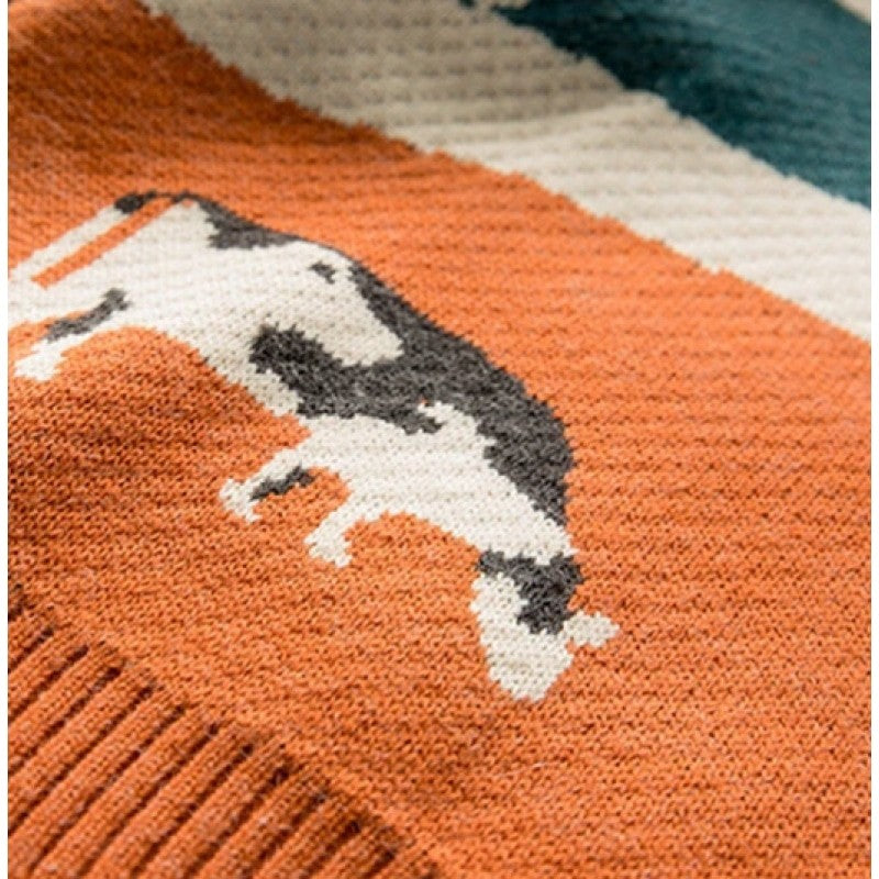 Vintage Prairie Cow Pattern Sweater