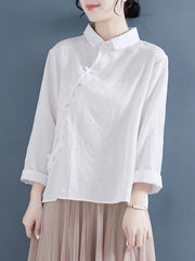 Tang Suit Wear Shirts Chinese Style Cotton And Linen Hanfu Top - view 5