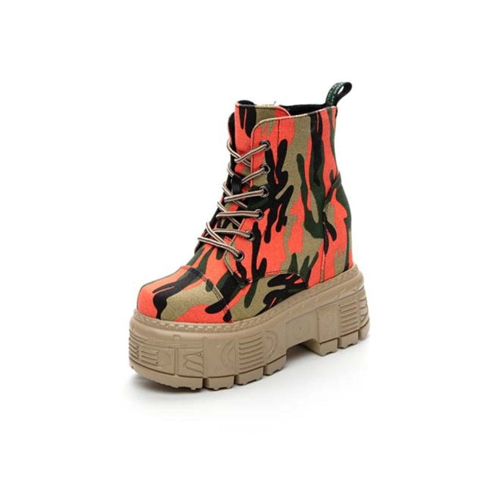 Botas con plataforma de colores combinados de camuflaje