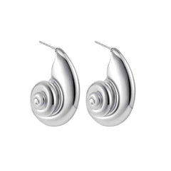 Vintage Stainless Steel Plated Snail Conch Shell Starfish Earrings