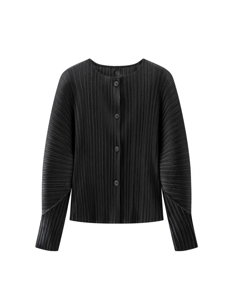 Round Neck Knit Long Sleeve Button Up Cardigan