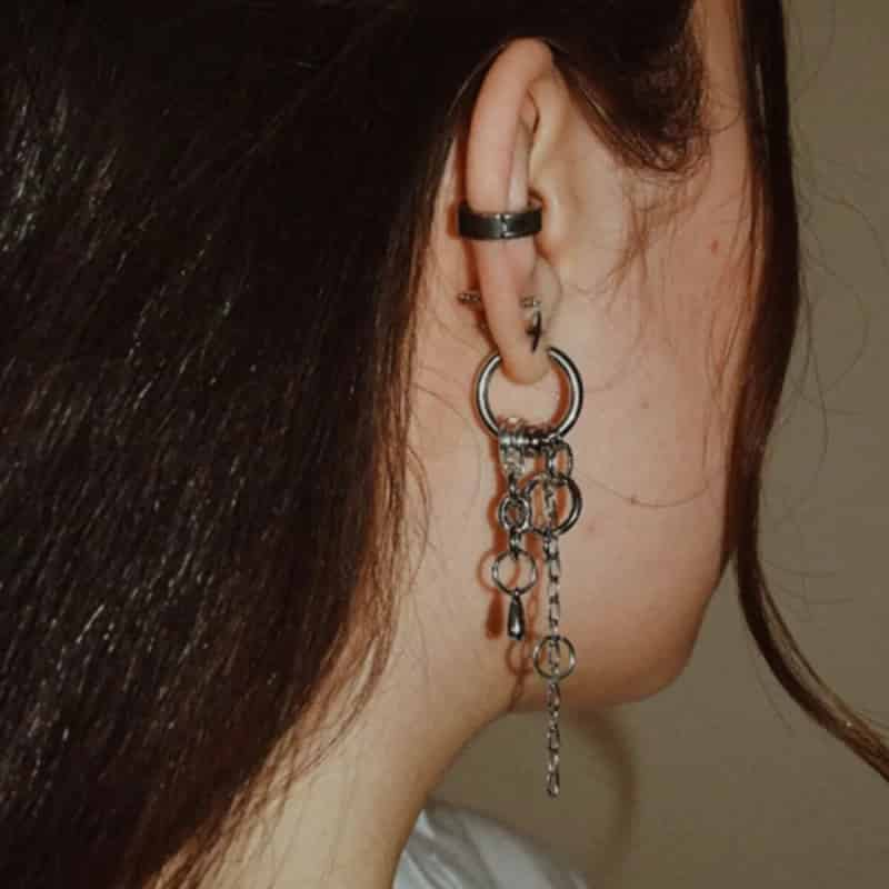 Y2K Punk Dangle Chain Hoop Earrings