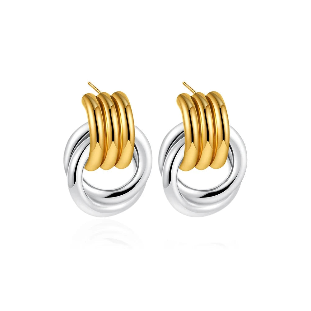 Glitter Stainless Steel Plated Open Hoop Earring