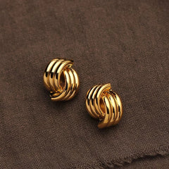 Plated Stainless Steel Hoop Irregular Stud Earring