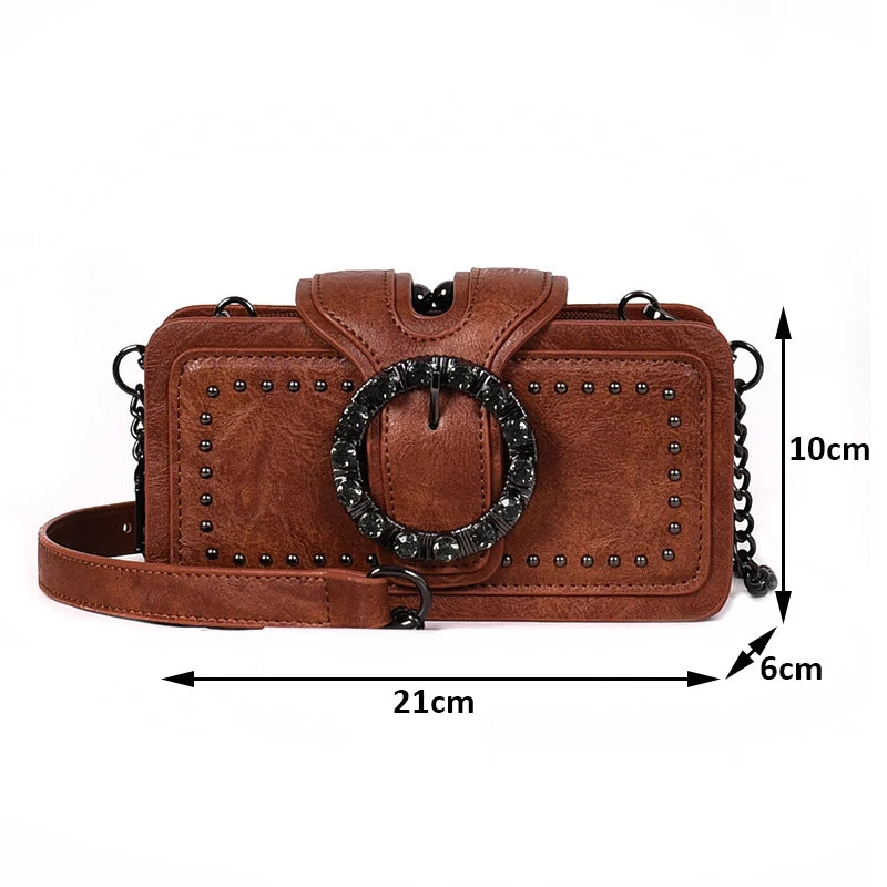 Satchel Buckle up Crossbody Shoulder Square Bag