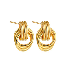 Plated Stainless Steel Hoop Irregular Stud Earring