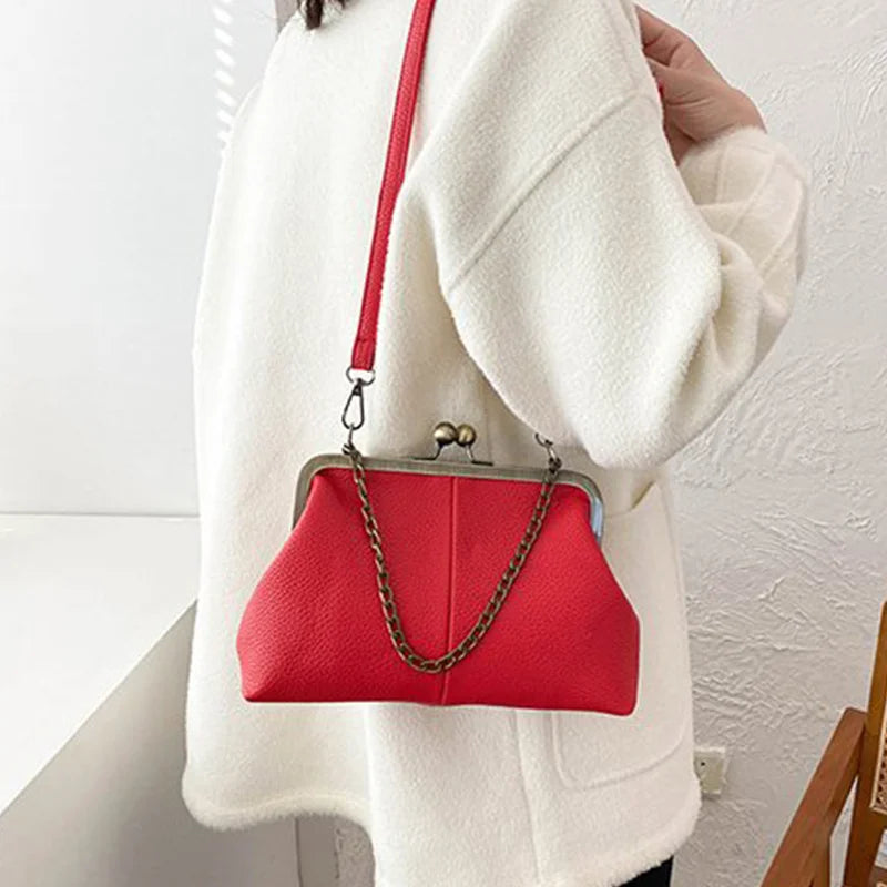 PU Shoulder Bag  Clip Clutch Retro Crossbody Bag