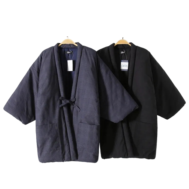 Harajuku Japandi Kimono Haori Noragi Linen Cotton Kimono Jacket - Front View | Urban Wear Outsiders