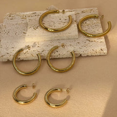 Stainless Steel Ear Buckle Open Hoop Earrings