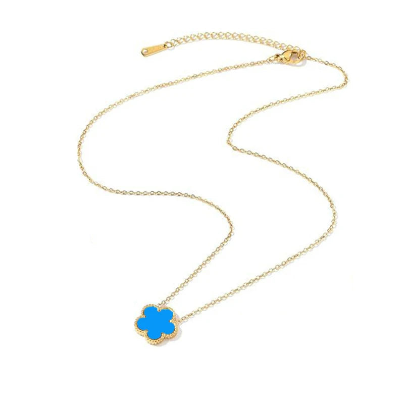 Clover Leaf Petals Plated Stainless Steel Necklace