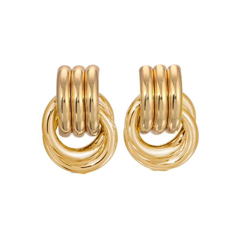 Plated Stainless Steel Hoop Irregular Stud Earring