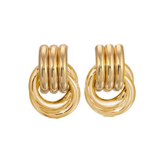 Plated Stainless Steel Hoop Irregular Stud Earring