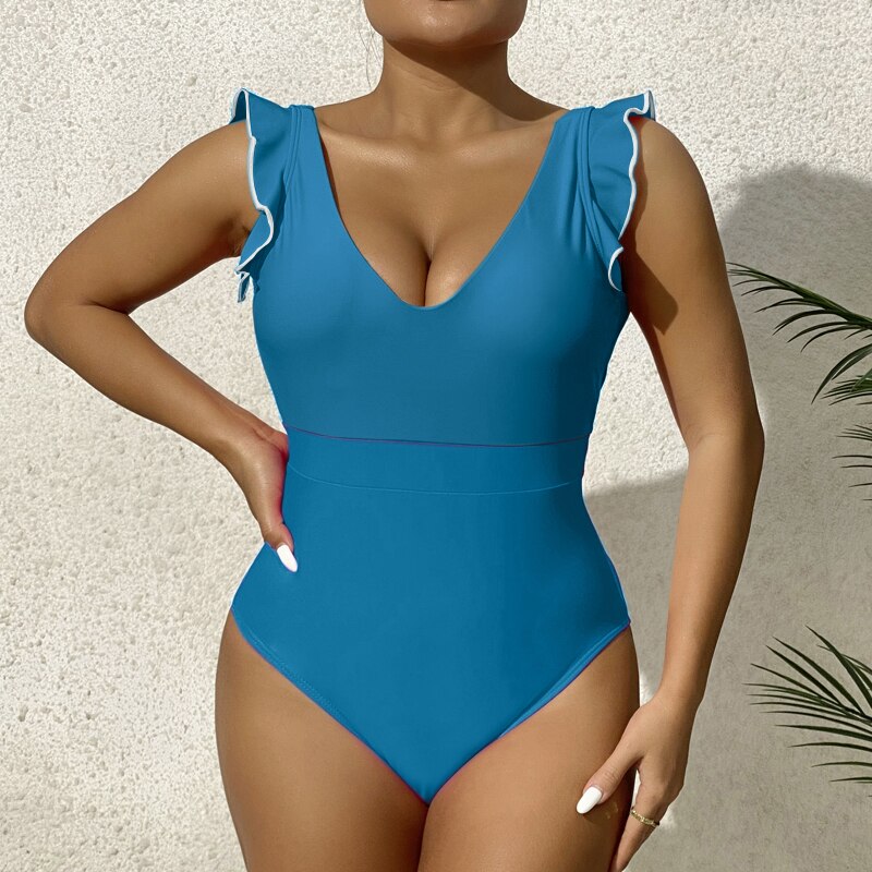 Ruffle One-Piece Swimsuit - Swimsuits