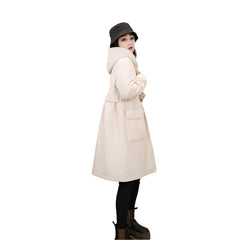 Long Loose Pocket Corduroy Hooded Thick Coat