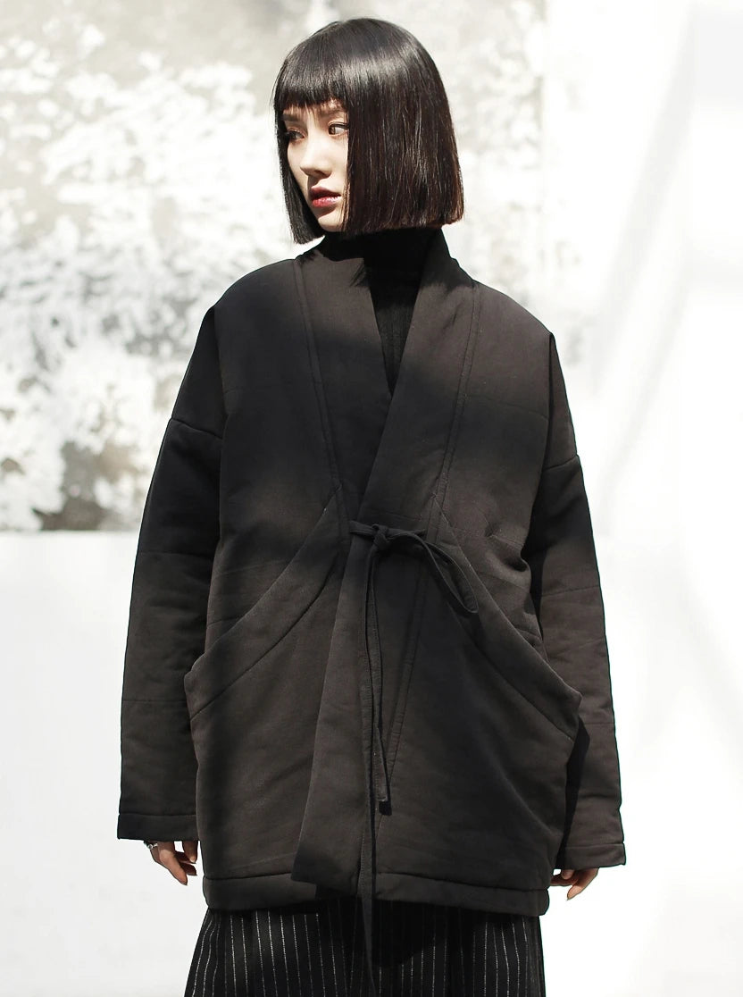 Harajuku Japandi Kimono Haori Noragi Linen Cotton Kimono Jacket (Shirt) V45 - Detail | Urban Wear Outsiders