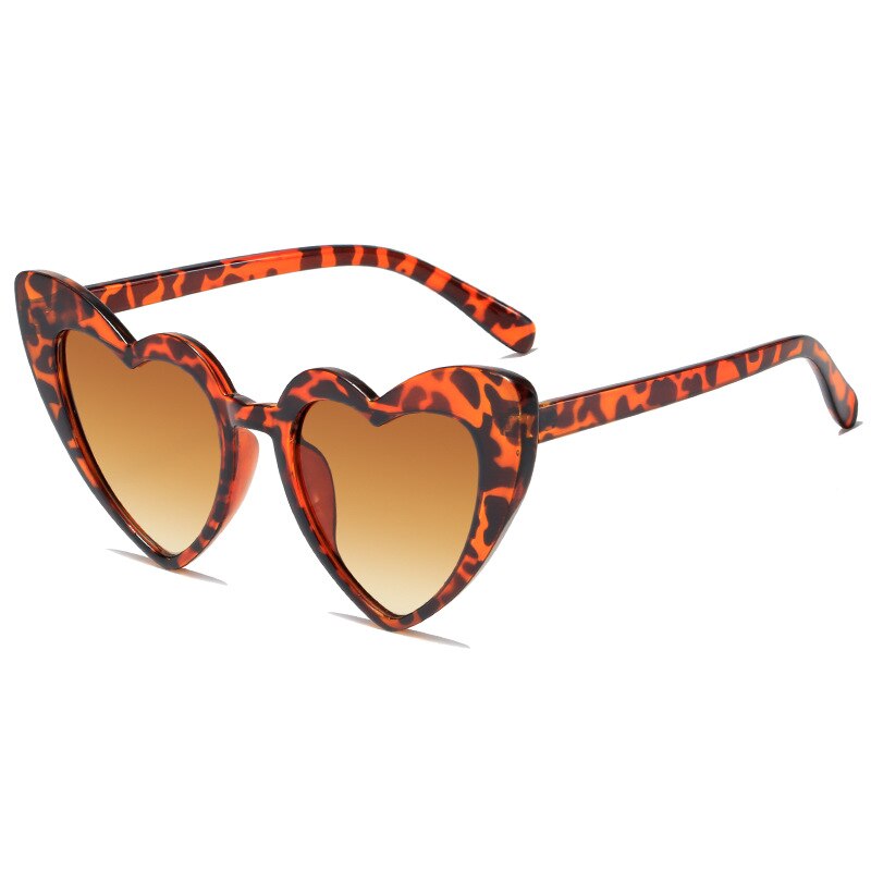 Heart Shape Sunglasses Glitter Frame Sun Shades - Leopard /