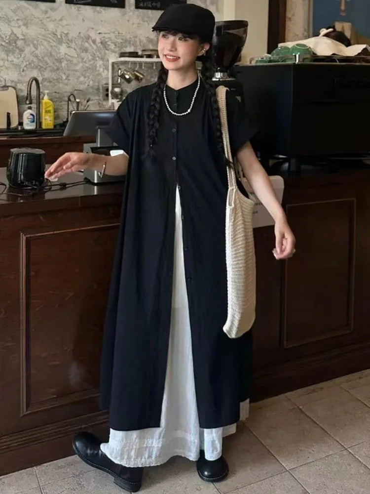 Harajuku Japandi Linen Cotton Shirt - Back View | Urban Wear Outsiders