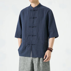 Tang Suit Linen Shirt Summer Seven-quarter Sleeve - view 3