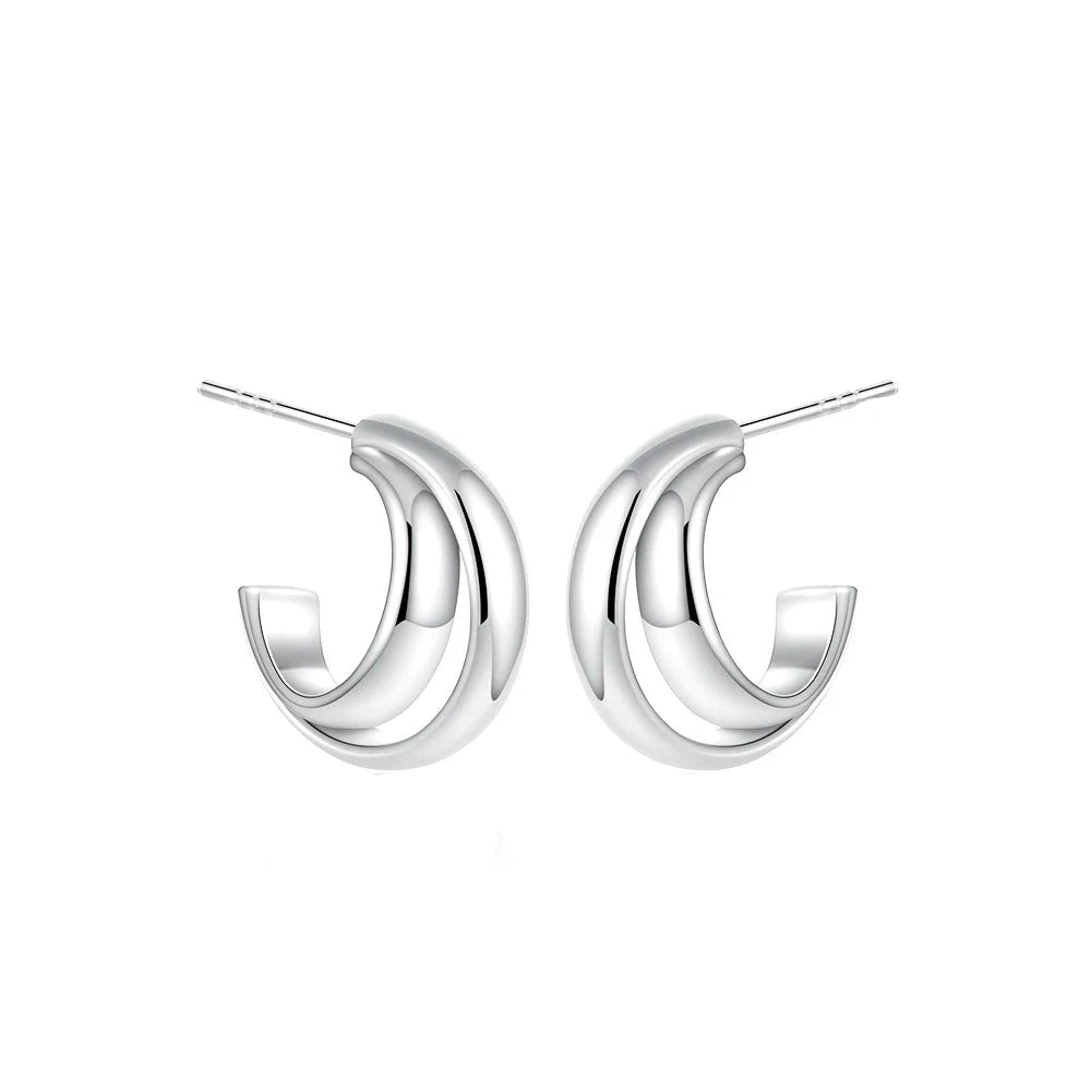 Glitter Stainless Steel Plated Open Hoop Earring