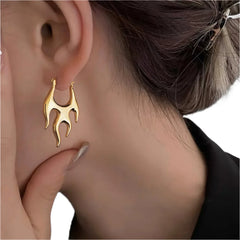 Aesthetic Stainless Steel Irregular Fire Hoop Earrings