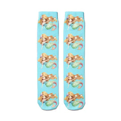 Happy Rainbow Clouds Unicorn Funny Middle Socks