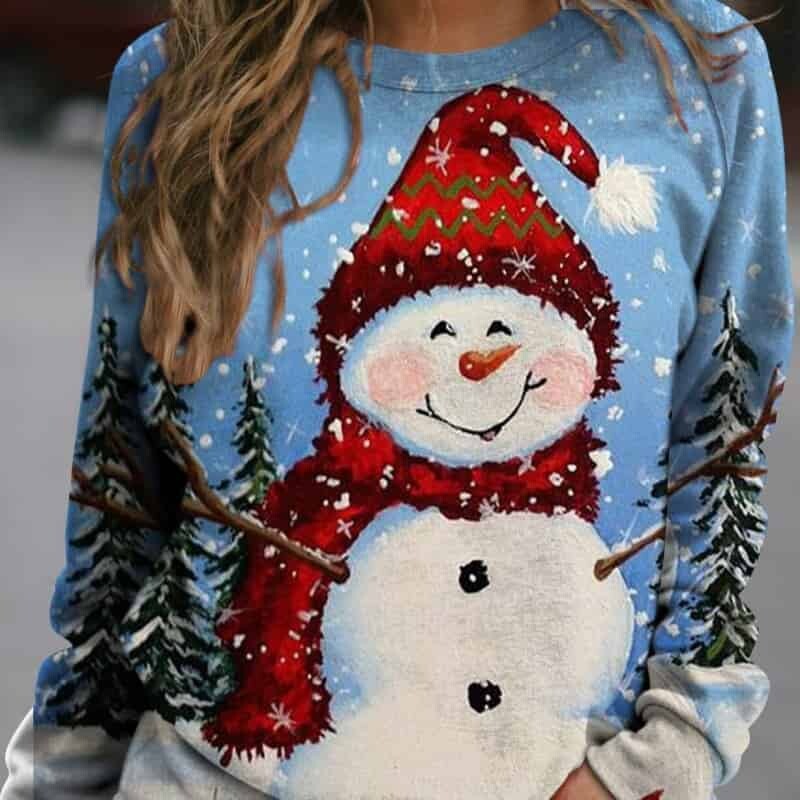 3D Christmas Printing Sweatshirt - Blue / M